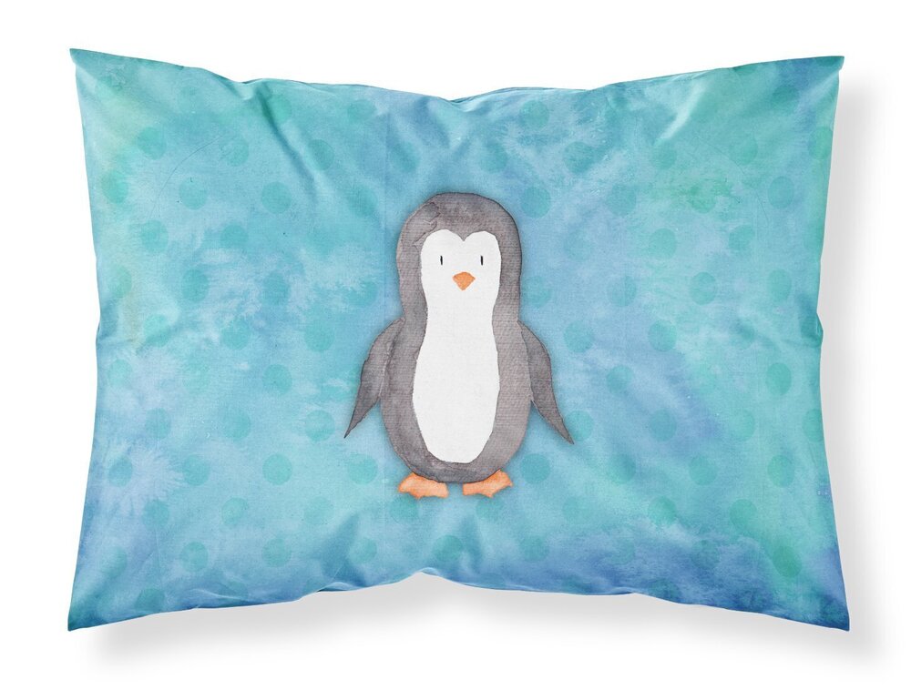 1115 BB7376PILLOWCASE Polkadot Penguin Watercolor Fabric Standard